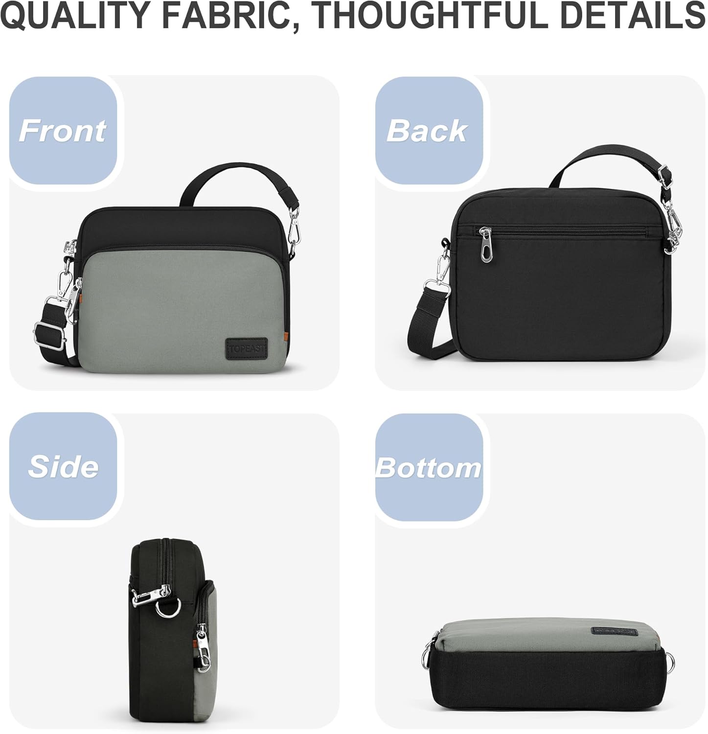 TOPEAST Anti-Theft Crossbody Travel Bag for Women Men, Lightweight Shoulder Bag Classic Design for Trip, Daily Use, Sport - Image 6