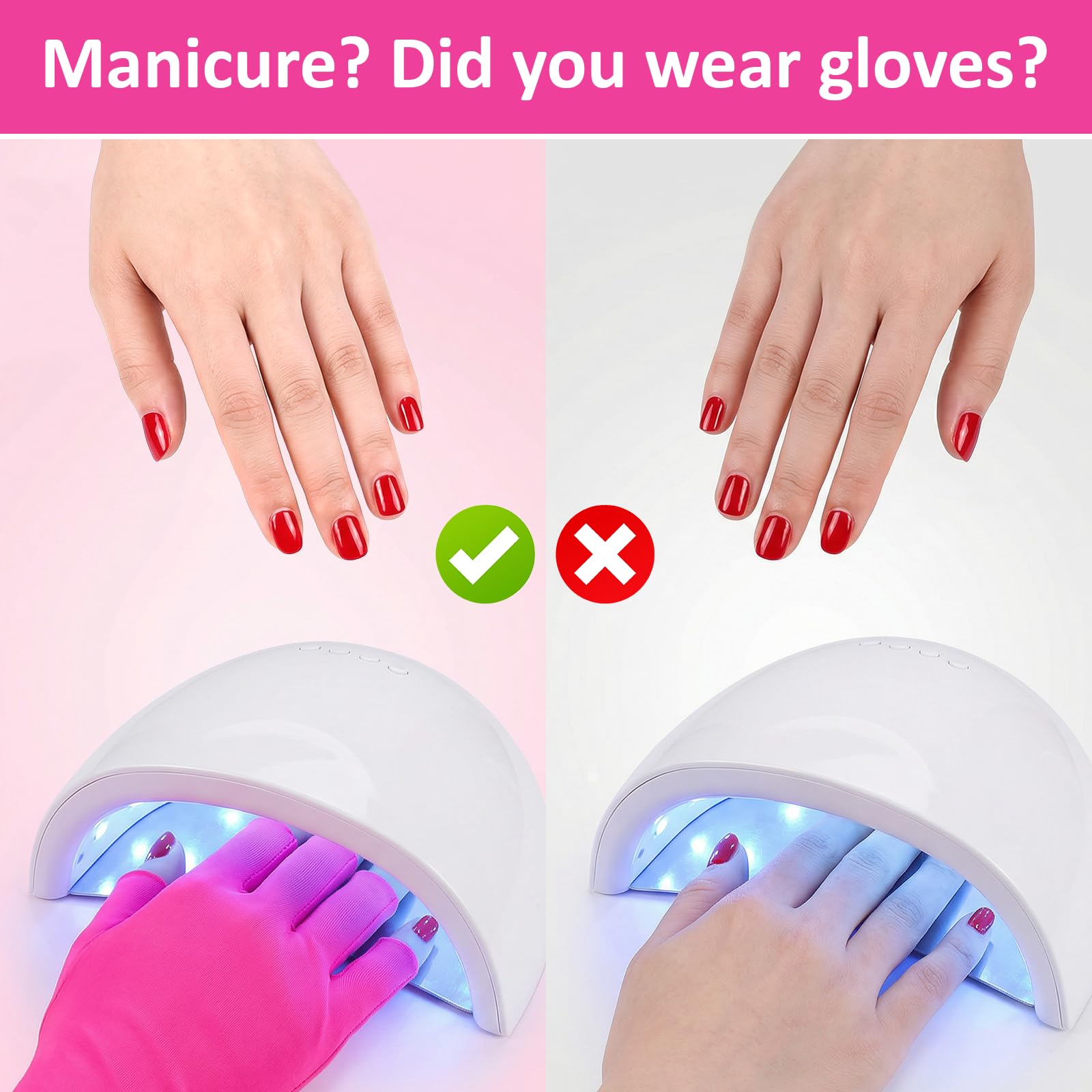 TIESOME Lot de 3 paires de gants de protection UV en gel pour manucure et nail art, respirants et extensibles, adaptés pour le salon ou l'extérieur