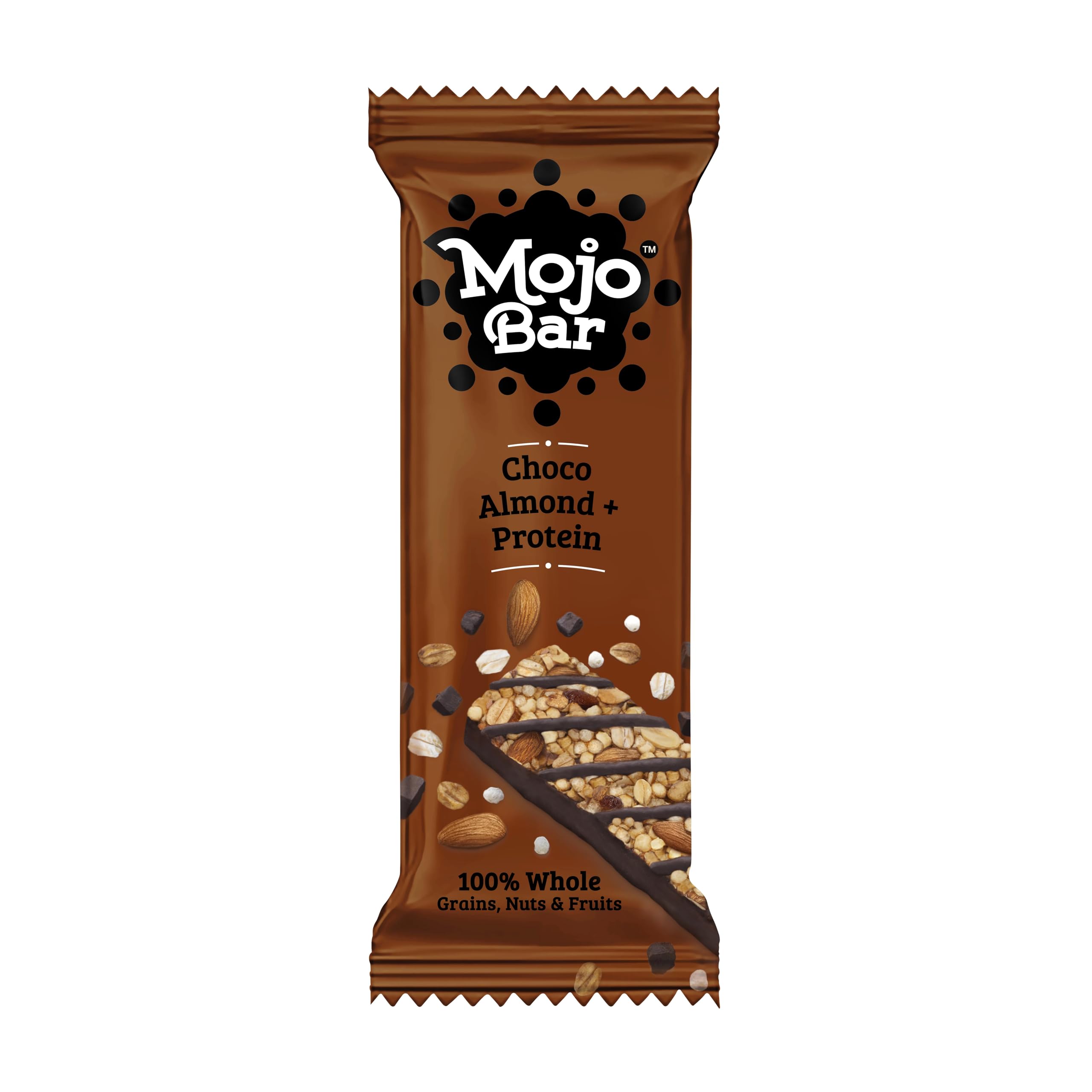 Mojo Bar Energy Bars Choco Almond & Protein | 100% Whole Grains, Nut & Fruit | High Energy & Granola Bars | 5g Protein Snack | Pack of 6 x 32g Energy Bars | Gluten Free & No Preservatives