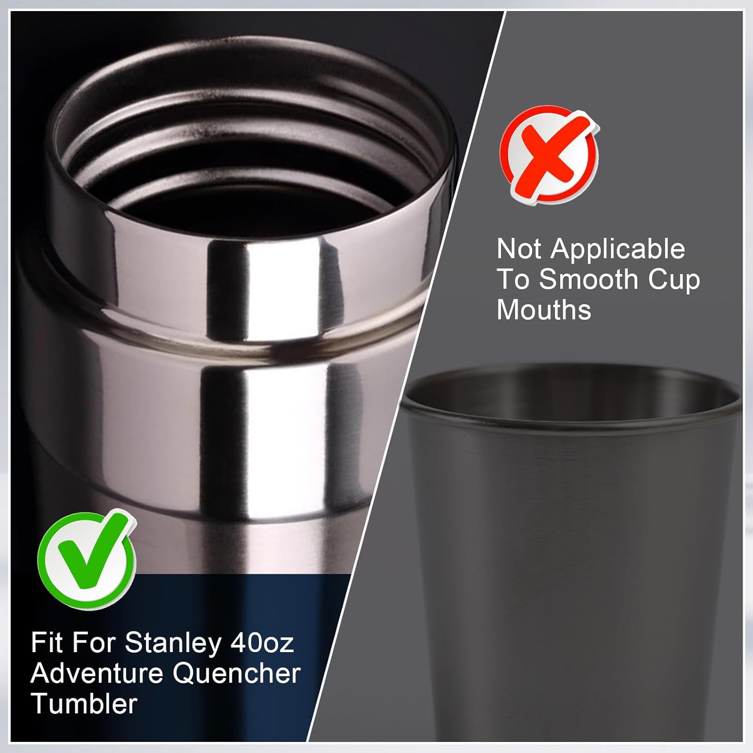 Zorfeter 2 Pack Purple Replacement Tumbler Lid, Leak Proof Tumbler Cover Spill Resistant Tumbler Lid for Stanley 40oz Cup with 2 PCS Long Reusable Straws and 1 PCS Cleaning Brush - Image 5