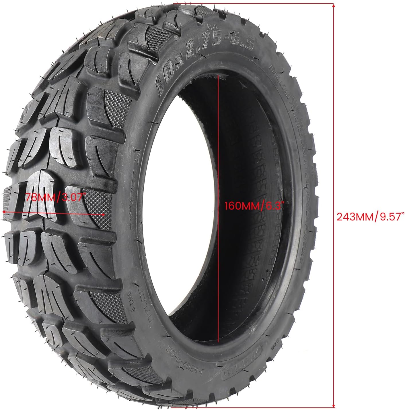 10x2.75-6.5 Tire,10 Inch Off Road Tubeless Replacement Outer Tyre compatible with Speedway 5 Dualtron 3 Electric Scooter wheel