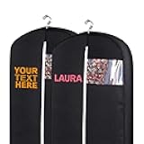 Personalized Garment bag for Hanging Clothes and Travel- Custom Black Suit Bags for Closet Storage with 2 Mesh Pockets for Men & Women - Ideal for Wedding Dress Garment Bag Storage with Carry Handle