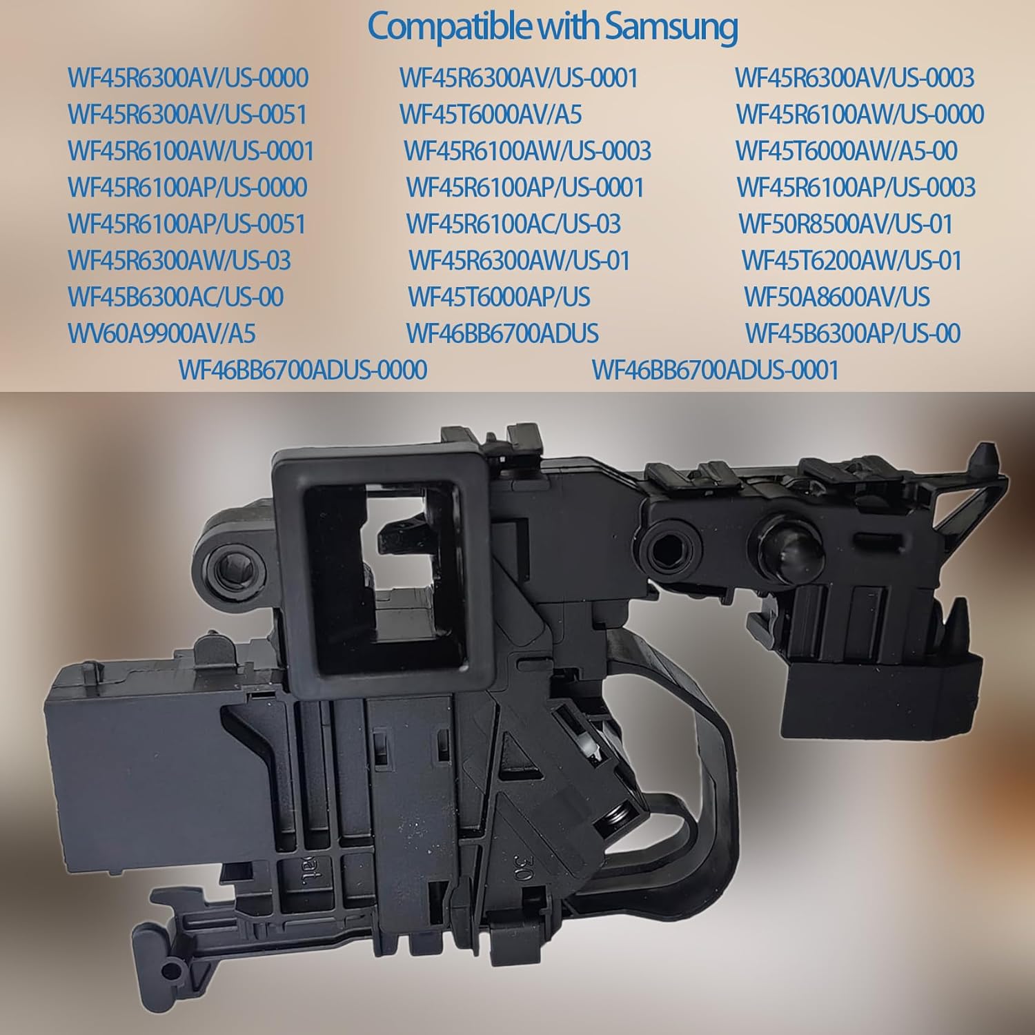 Washer Switch Door Lock Fit for Samsung WF45R6100AC WF45T6000AW WF45R6100AW WF45R6300AV WF50A8600AV WF45T6000AV WF45R6100AP WF50R8500AV WF45T6000AP WF45R6300AW WF45T6200AW WF45B6300AC WF45R6300AV - Image 6