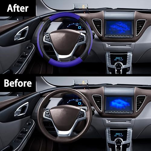 Miniatura 5 de zipelo Funda de cuero universal de 15 pulgadas para volante de automóvil, transpirable, antideslizante, protector de volante para mujeres y hombres,