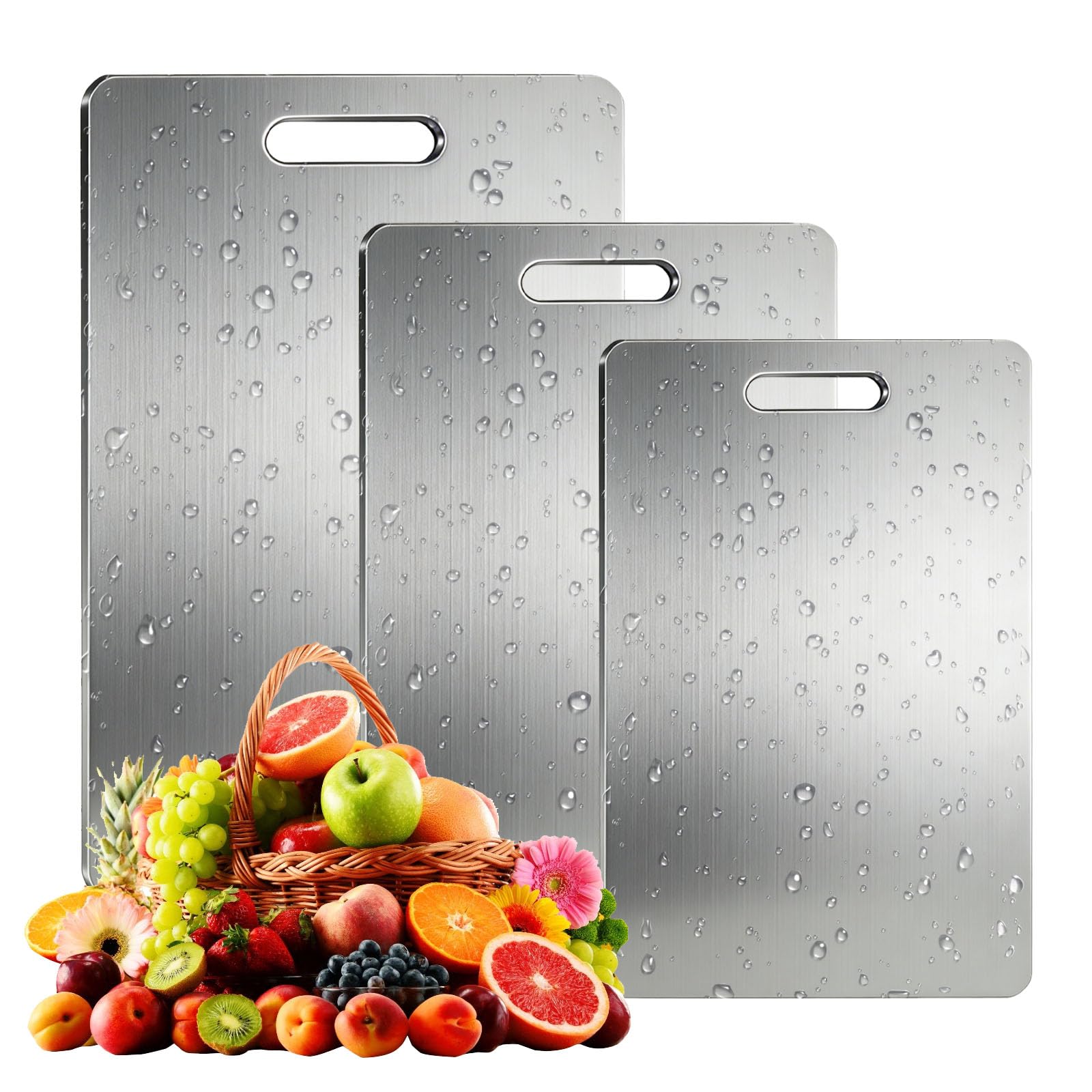 Planche à découper en acier inoxydable : set de cuisine double face toutes tailles