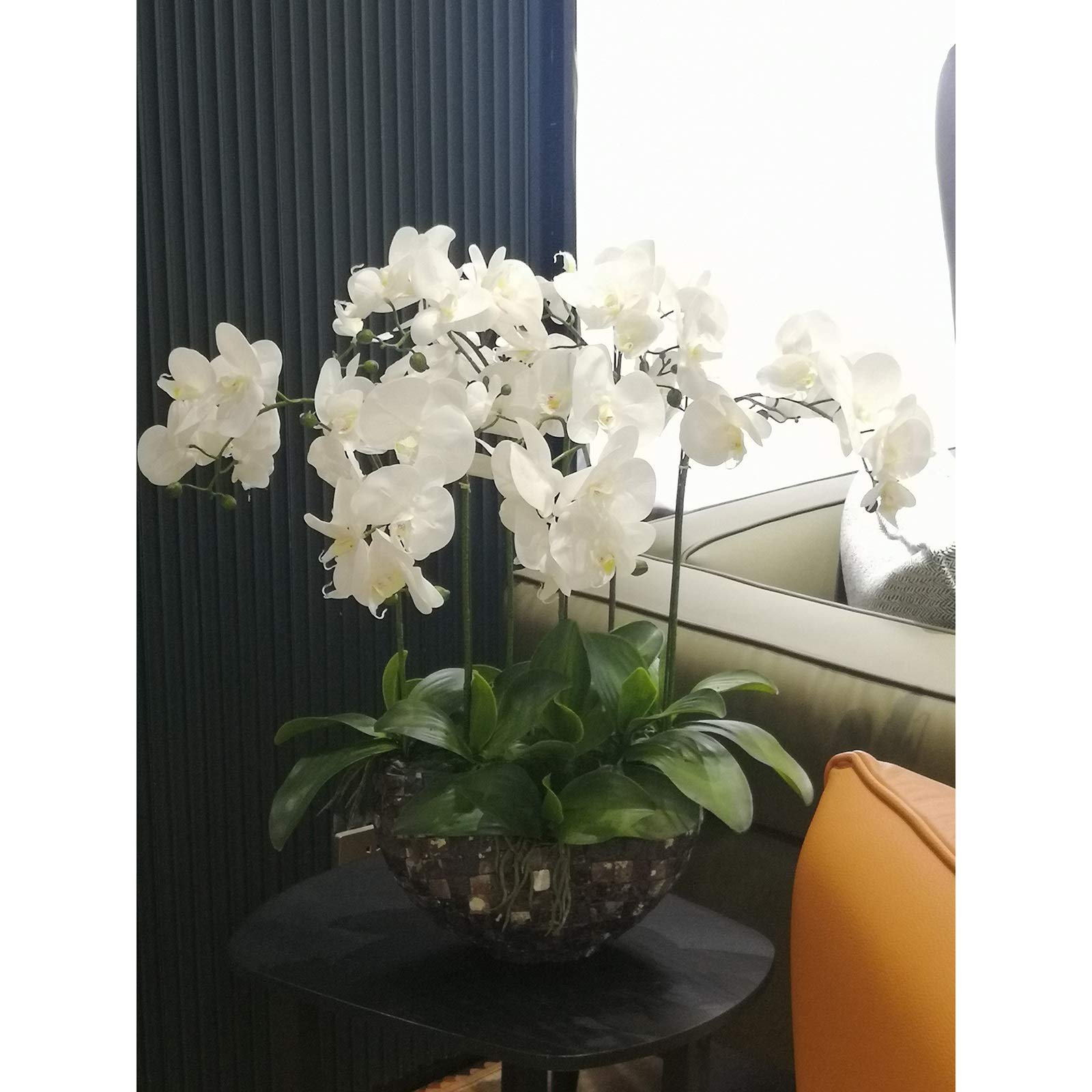 Centrotavola con Fiori Artificiali, Composizione di Orchidee Farfalla, Bouquet di Petali di falaenopsis in Vaso, Bonsai con Vaso per casa/Ufficio/Matrimonio Ciao