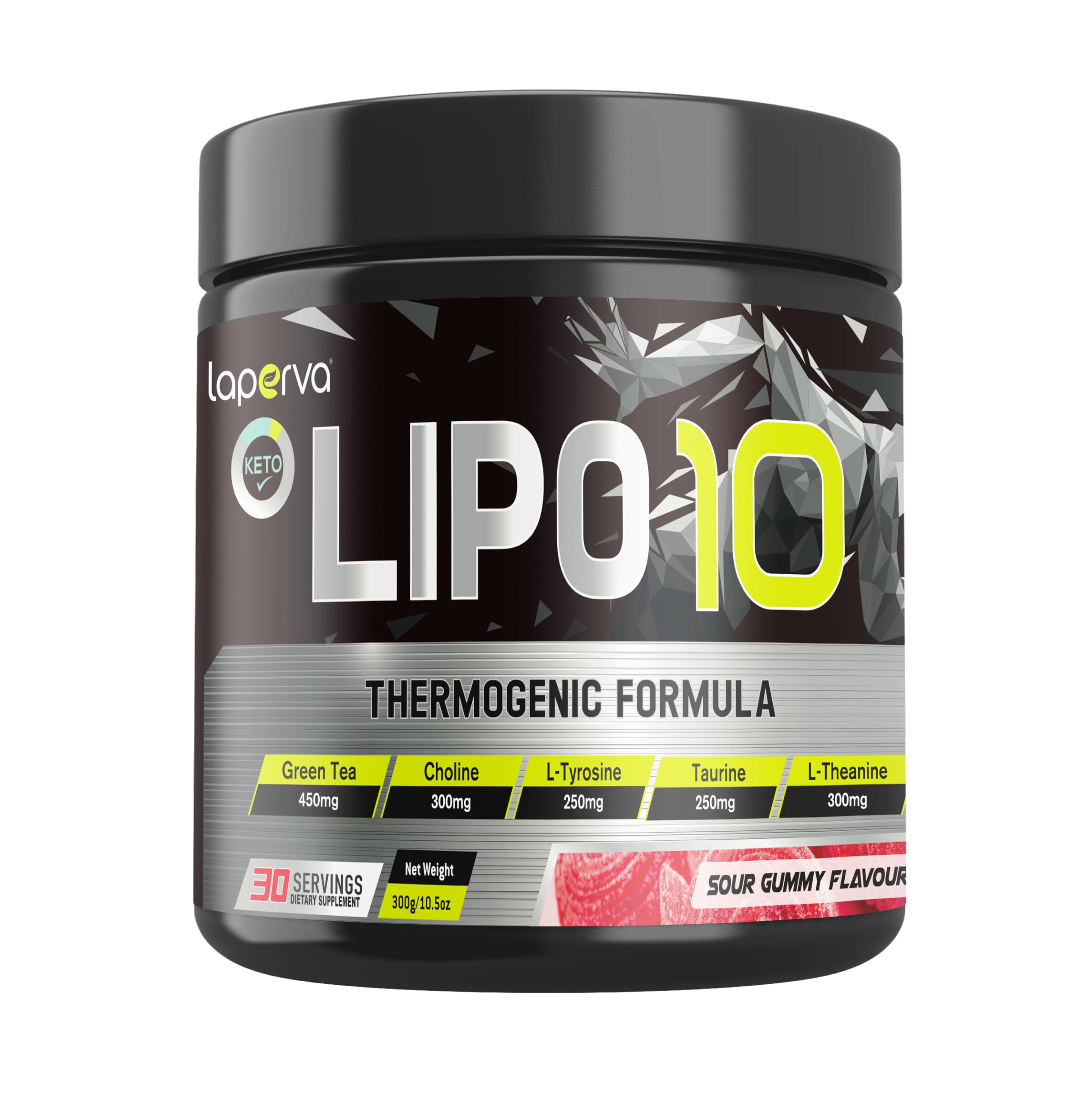 laperva Pre Workout | Lipo 10 Thermogenic Formula | Lipo10 - Helps Reduce Muscle Fatigue, Increase Muscle Size & Build Muscle, Keep The Body Hydrated During Exercise, 30 Servings (Sour Gummy)