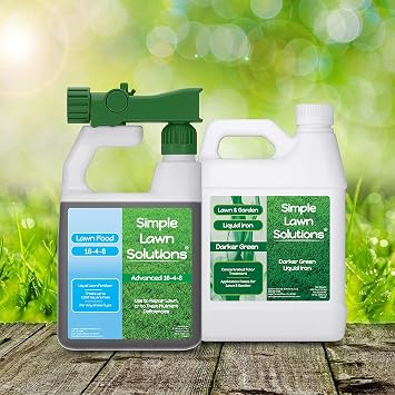 16-4-8 Liquid Lawn Food Fertilizer 32 Ounce + Dark Green Liquid Iron 32 Ounce Bundle - Simple Lawn Solutions