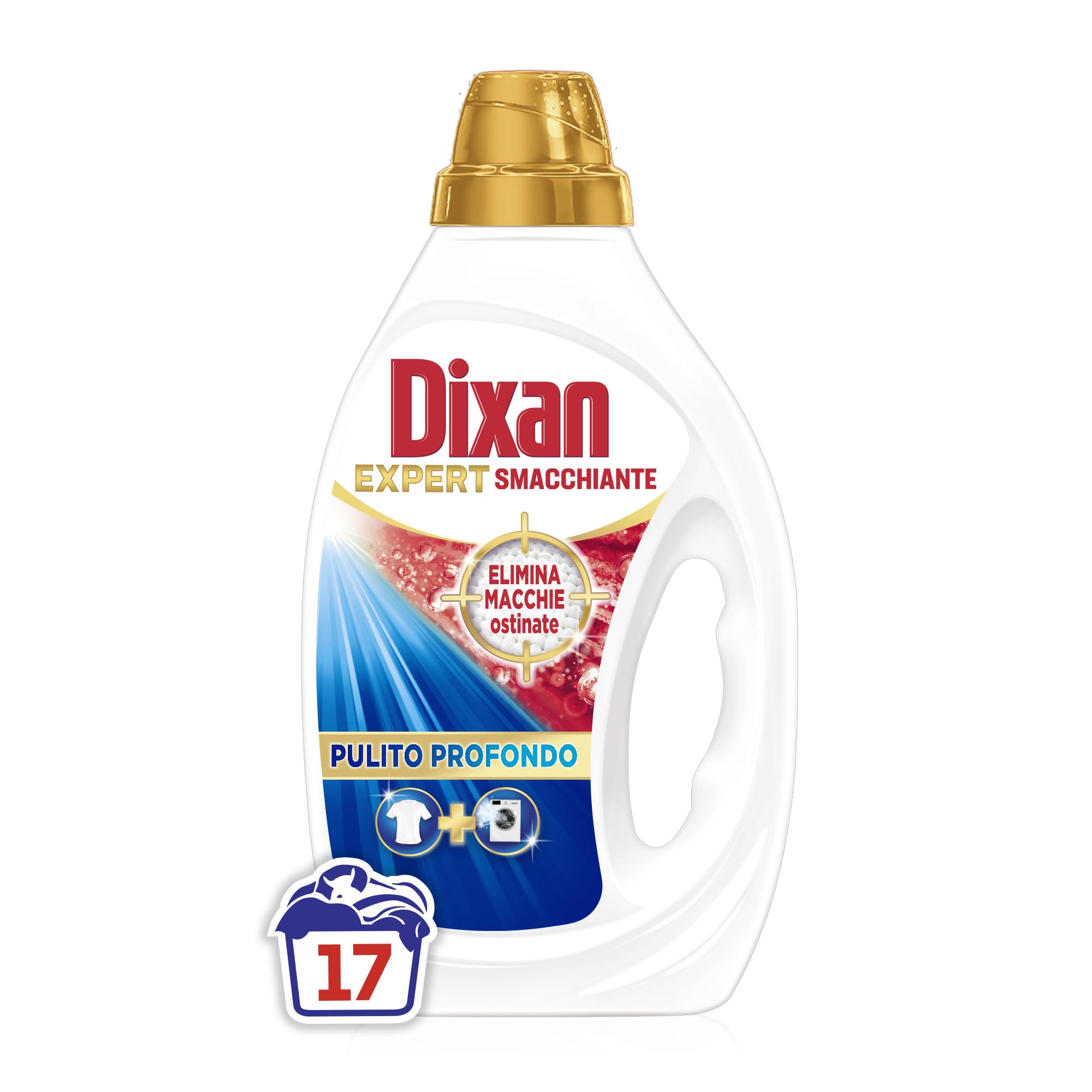 Dixan Liquido Expert Smacchiante Detersivo Lavatrice, 6 confezioni da 17 Lavaggi, Detersivo liquido per una pulizia profonda del bucato e freschezza igienica per lavatrice, Rimuove le macchie da 20°C