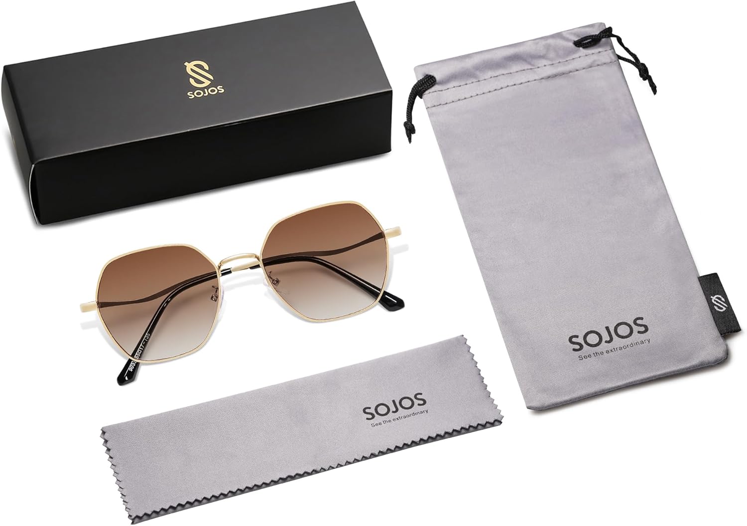 SOJOS Retro Hexagon Square Polarized Sunglasses for Women Men Vintage Hexagonal Polygon Shades SJ1101 - Image 6