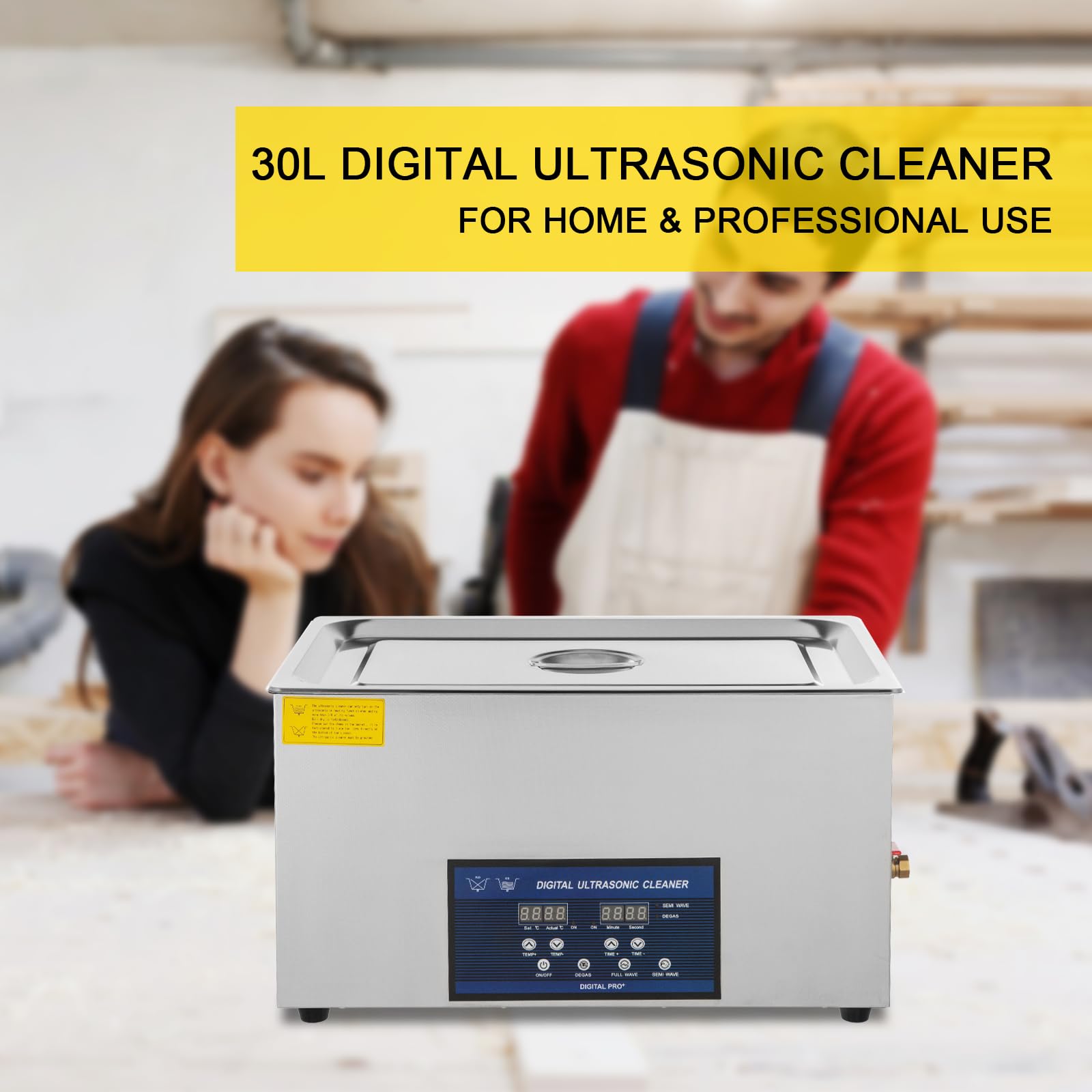 VEVOR Nettoyeur à Ultrasons Double Fréquence 30 L, Professionnel Nettoyeur à Ultrasons 220 V avec Chauffage, Nettoyeur Ultrasons en Acier Inoxydable pour Pièces Bijoux Carte de Circuit 28/40 kHz