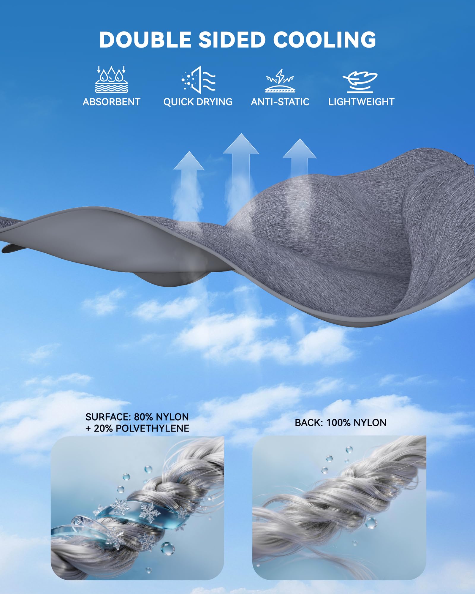 Kühldecke Bett Sommerdecke 220x240CM Doppelseitig Kühlende Sommer Decke für Menschen, Selbstkühlende Ice Kühlend Decken zum Schlafen Atmungsaktiv Leicht für Bett Cooling Blanket Blau