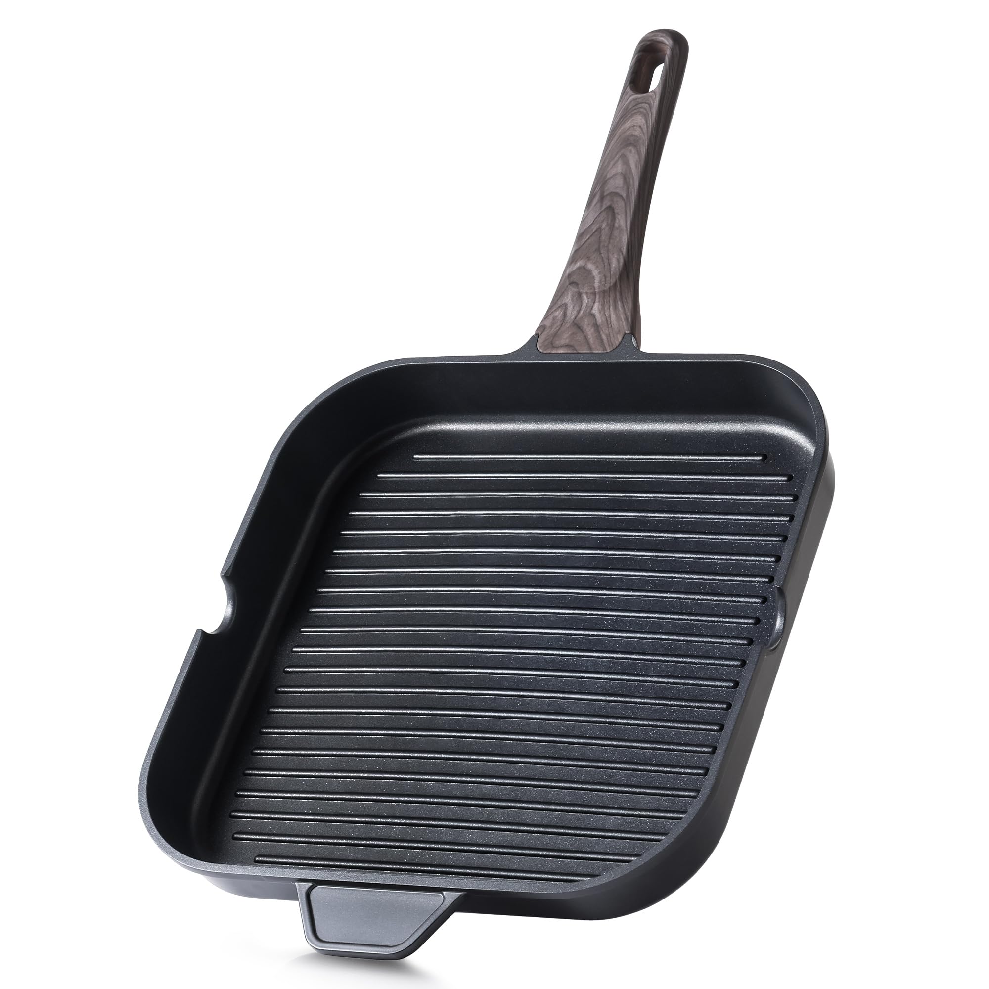 SENSARTE Nonstick Grill Pan for Stove Tops, Versatile Griddle with Pour Spouts, Square Big Cooking Surface, Durable Skillet Indoor &amp; Outdoor Grilling. PFOA Free,12Inch