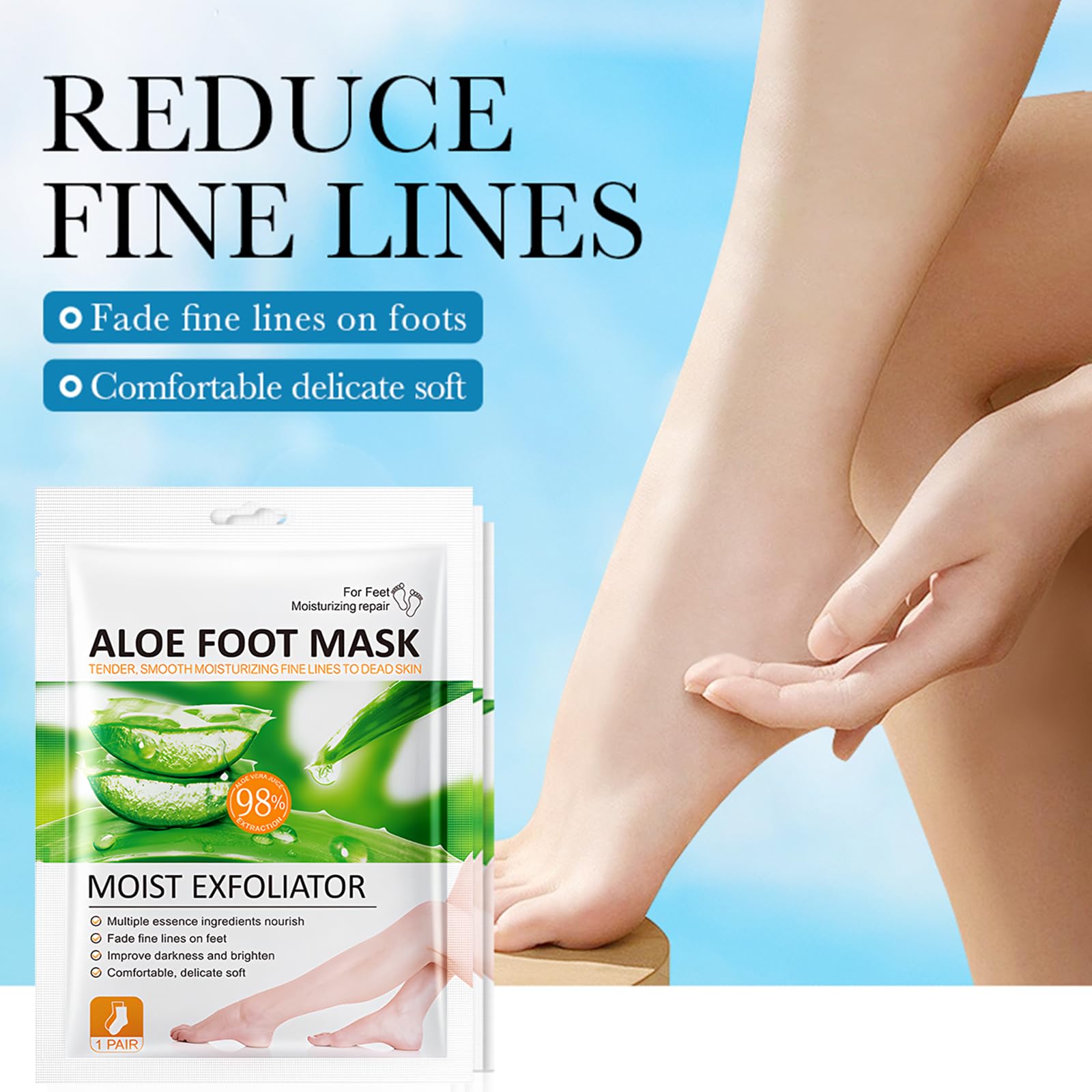 Aloe Vera maska do stóp, 6 par, nawilżająca i peelingująca, skarpety usuwające zrogowaciały naskórek, maska do pielęgnacji stóp, kojący aloes