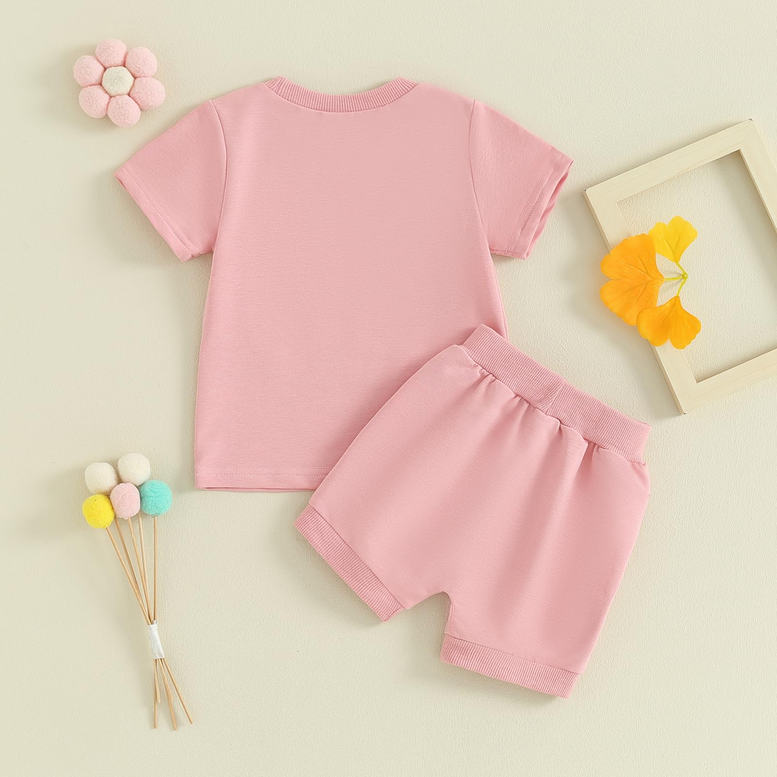 Toddler Baby Girl Clothes Summer Outfits Short Sleeve Daddy's Little Girl T Shirt Top Solid Color Shorts (Pink, 6-12 Months)
