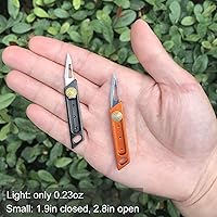 Vista 5 de 2Pack Mini Utility Knife Box Cutter, Compact Retractable Package Letter Opener, Small Pocket Knives EDC Cutting Tool Black and Orange, Gifts for