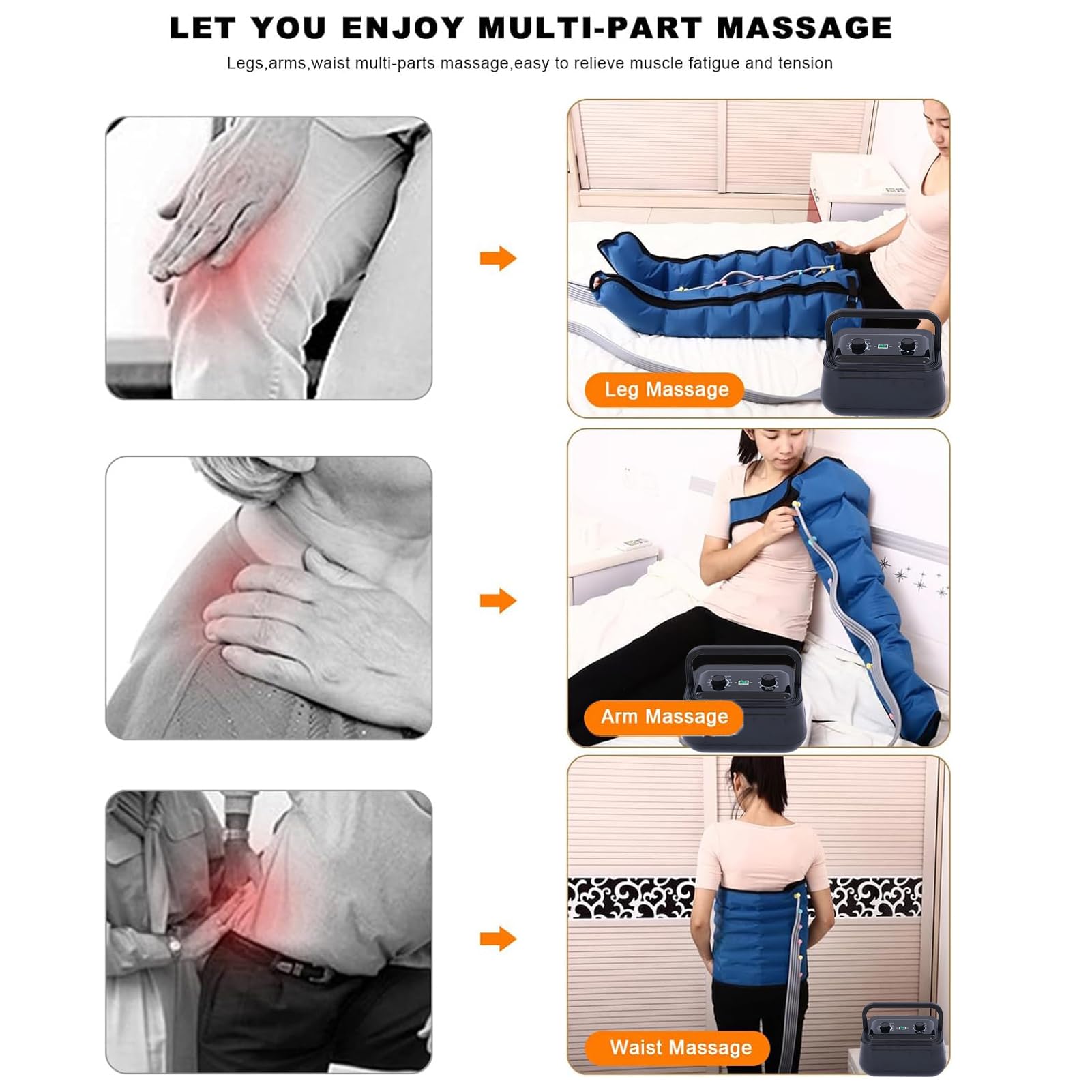 Massaggiatore per il drenaggio linfatico, massaggiatori elettrici per piedi e gambe, allevia il dolore alle gambe con il drenaggio linfatico, migliora la circolazione, per la circolazione, b