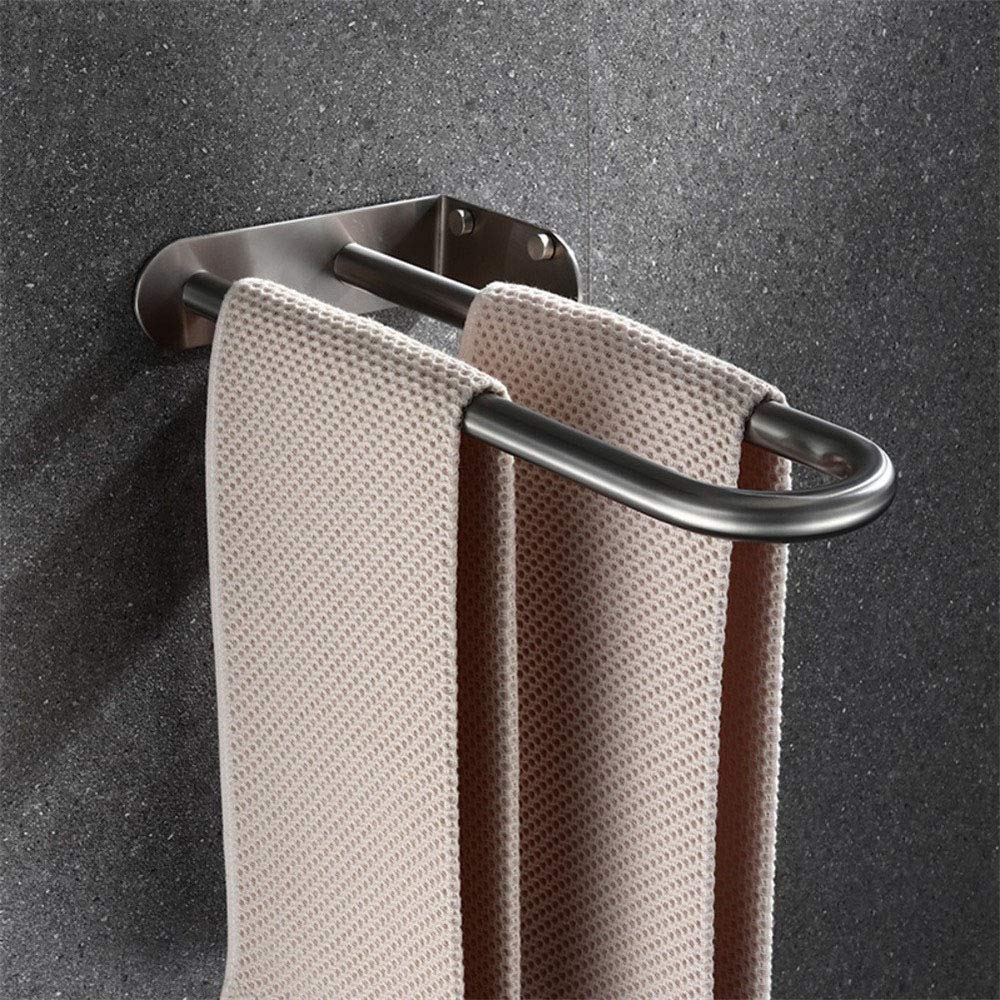Barre de serviette double en acier inoxydable mat pour salle de bain moderne