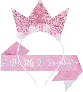 Birthday Tiara Crown with Sash for Party Decorations