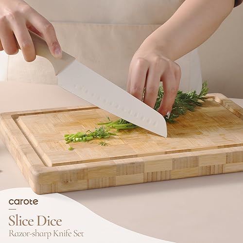 Miniatura 5 de CAROTE Juego de utensilios de cocina de 13 piezas con bloque de cuchillos giratorio de 360°, juego de utensilios de cocina resistentes al calor