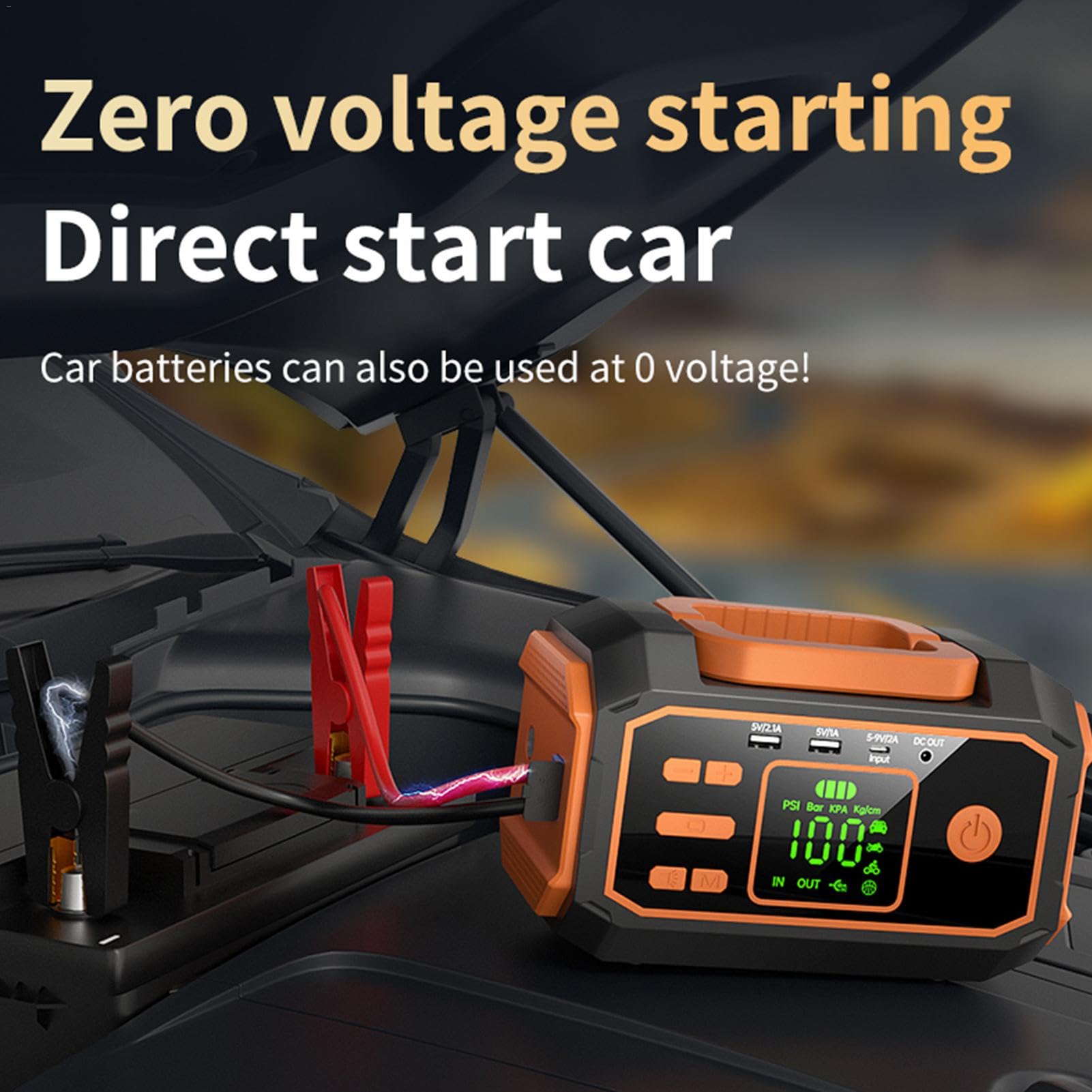 Inflador De Neumáticos Compresor De Aire Automotriz Con Luz LED | Bomba De Neumáticos Con Manómetro Digital Para Autocaravana Camping Bicicleta Motocicleta Vehículo SUV Camión Garaje En