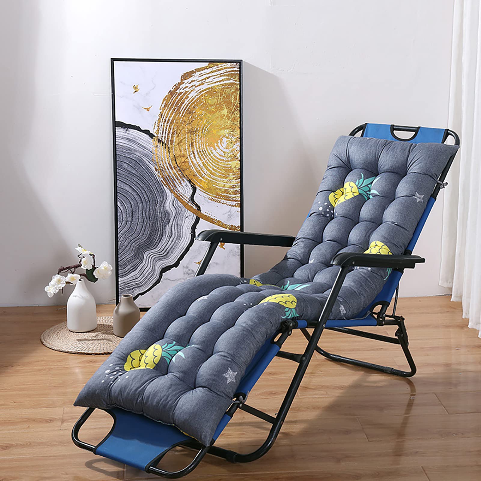 TAUIANE Garden Bench Cushion, Sunlounger Cushions Replacement, Sunbed Rocking Chair Cushion, Thick Recliner Cushions with Non-Slip Ties, for Indoor Outdoor Garden Patio,024,48cm*120cm