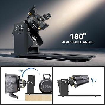 SCULPFUN RA Pro Max 4 in 1 Rotary Roller Chuck, Laser Roller Engraving Machine, 180 Adjustable Angle Dual Wheel Extension Bracket Cylindrical Object Processing for S9 S30 Ultra Series Laser Engraver