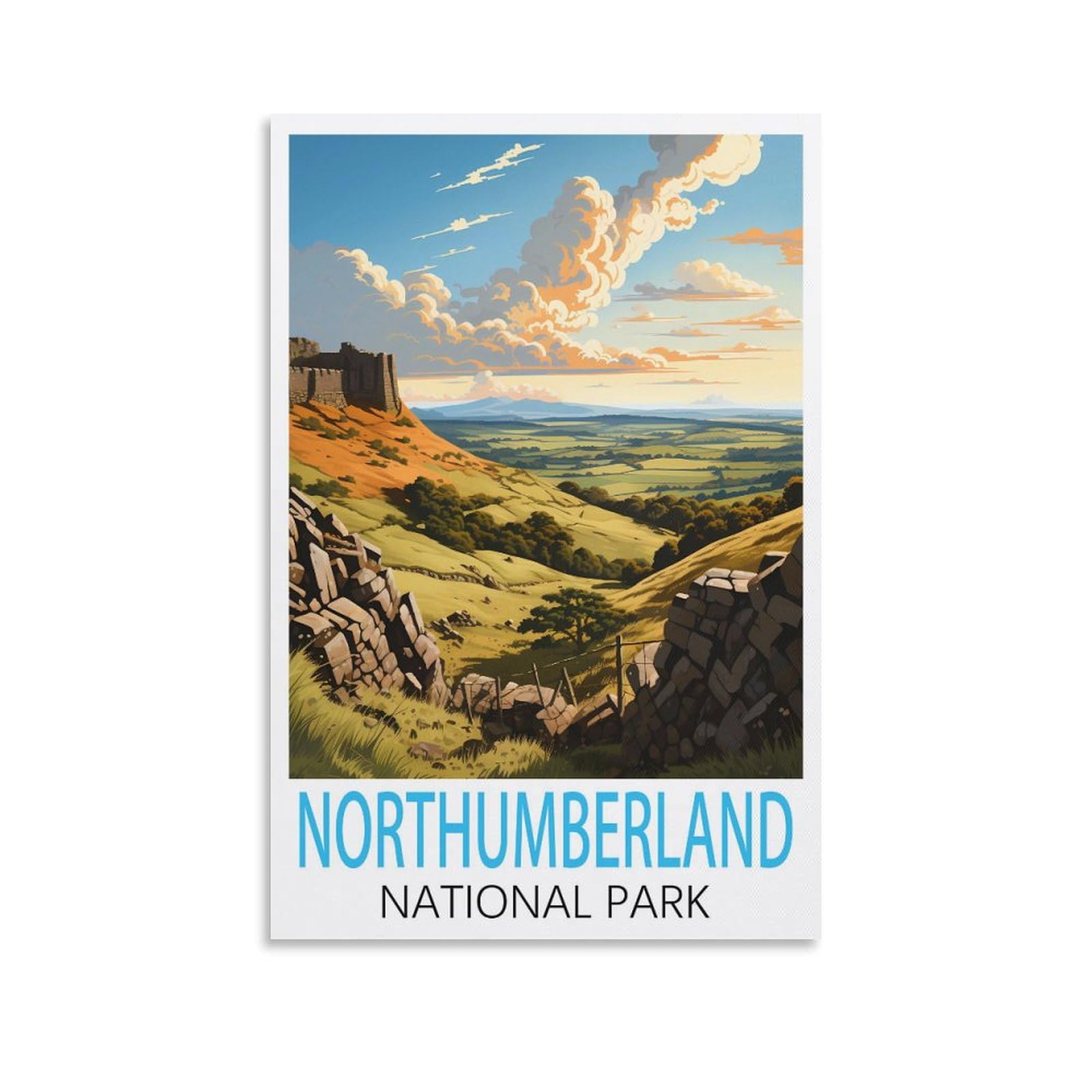 Vintage Metal Tin Wall Sign Northumberland National Park,Metal Tin Sign Metal Wall Plaque for Home Living Room Bedroom Bar Club Men Cave Wall Art Decor 15x30cm
