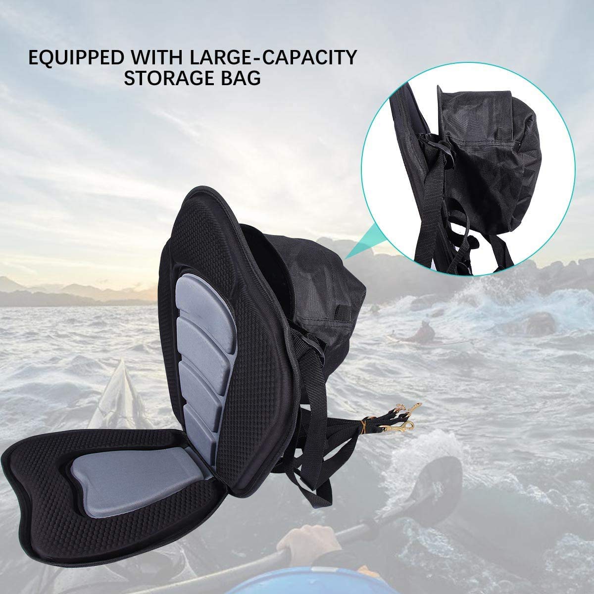 Asiento de Kayak cojín de Kayak Suave con respaldos de Base Antideslizante Ajustable en Kayak con Respaldo Seguro Asiento Generales de Barcos con Bolsa de Transporte Asiento Kayaks sit Piraguas