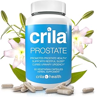 CRILA Prostate Supplements for Men - 60 Ct. I Natural Formula for Fewer Bathroom Trips* & Improved Sleep*, Patented Prostate Support with NO Saw Palmetto Extract & NO Side Effects*