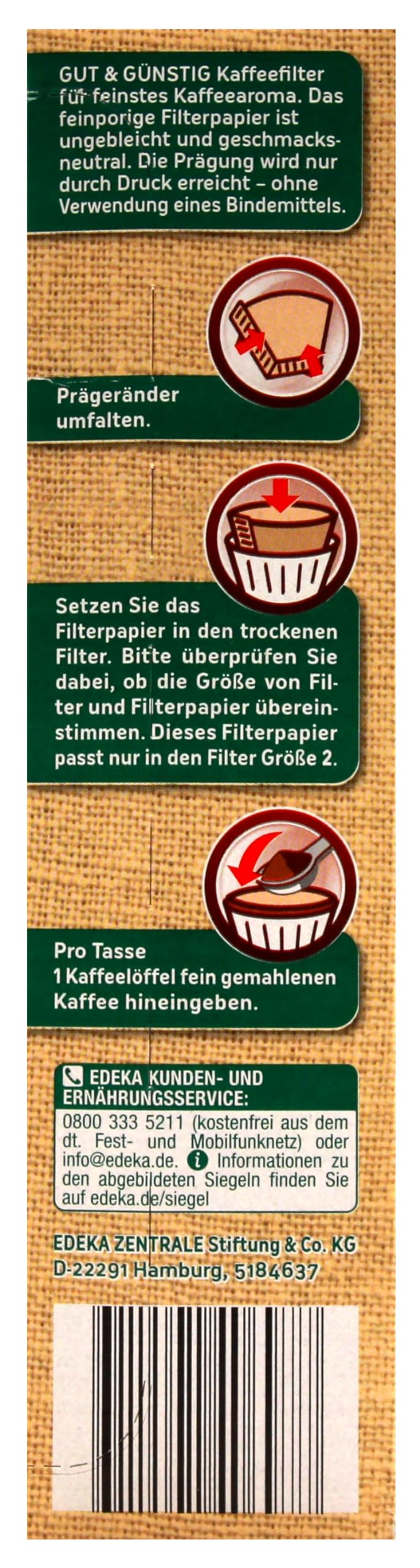 EDESIA ESPRESS Kaffee-Filtertüten – Ungebleicht, Größe 4, 50 Stück