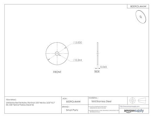 Miniatura 9 de 18-8 roldana de acero inoxidable, acabado plano, pulgadas, 25