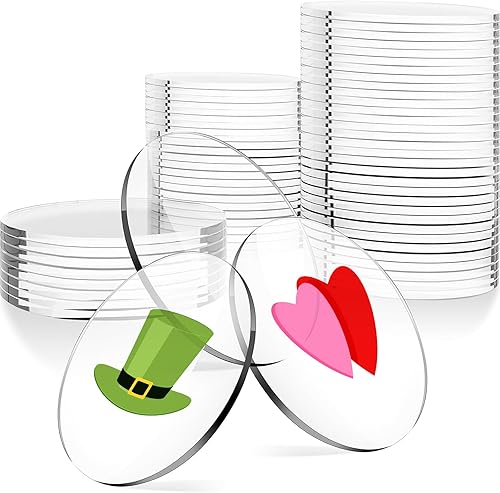 Miniatura 2 de 100 piezas de adornos acrílicos en blanco de 1.18 pulgadas, discos redondos de acrílico transparente, panel de hoja de acrílico transparente para