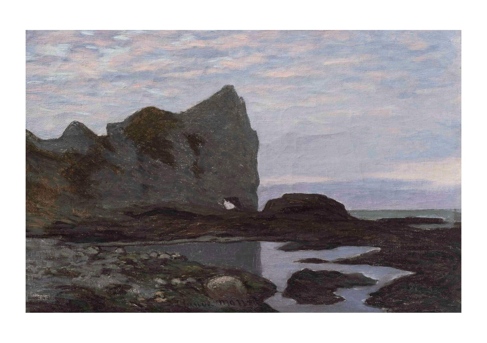 Œuvre Claude Monet Etretat 1864 petite peinture encadrée marine