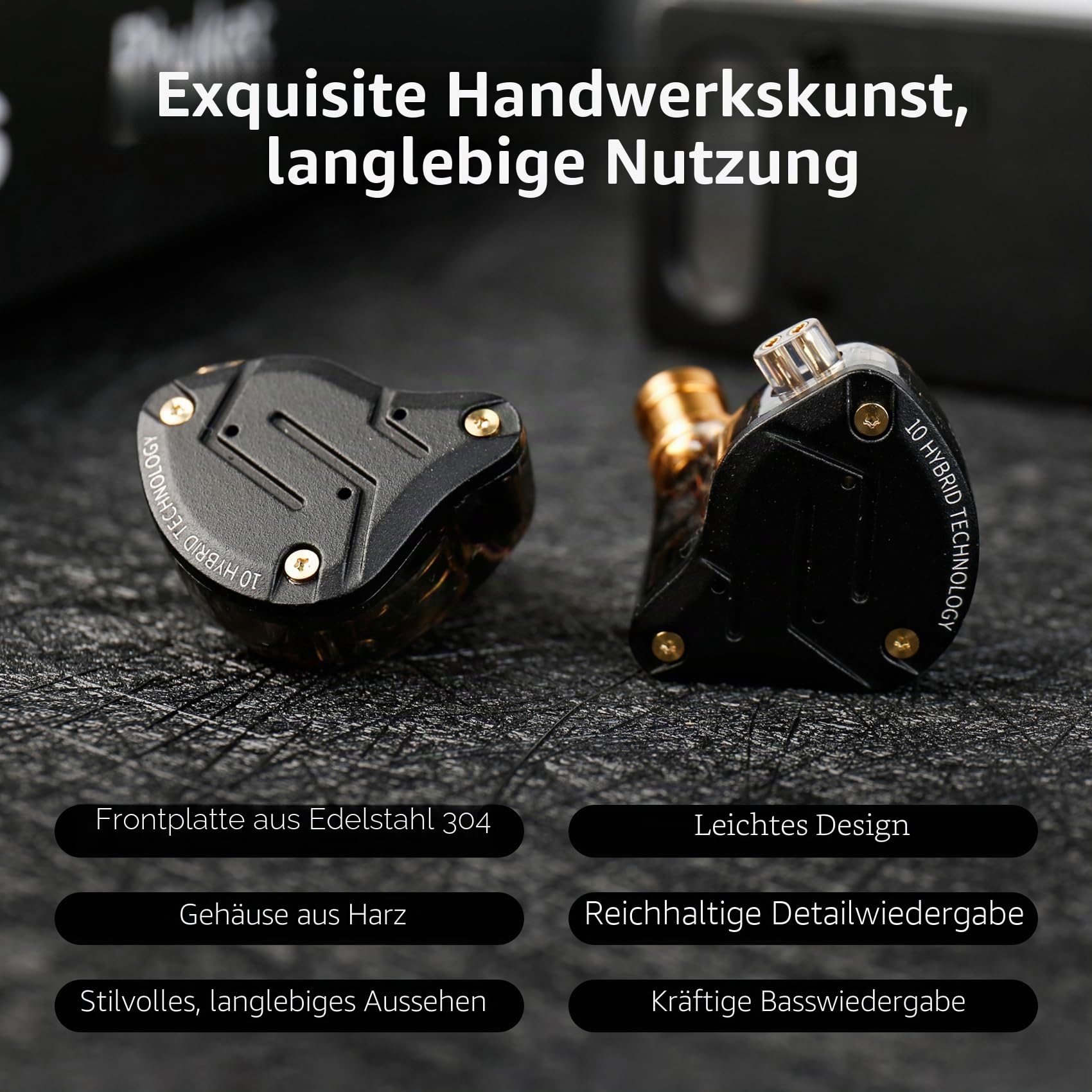 KZ ZS10 Pro In-Ear-Monitor-Kopfhörer mit Kabel, KZ HiFi-Ohrhörer mit 4 Balanced-Armature-Treibern und 1 dynamischen Treiber, professioneller IEM-Kopfhörer für Schlagzeuger und Musiker, Blau, ohne