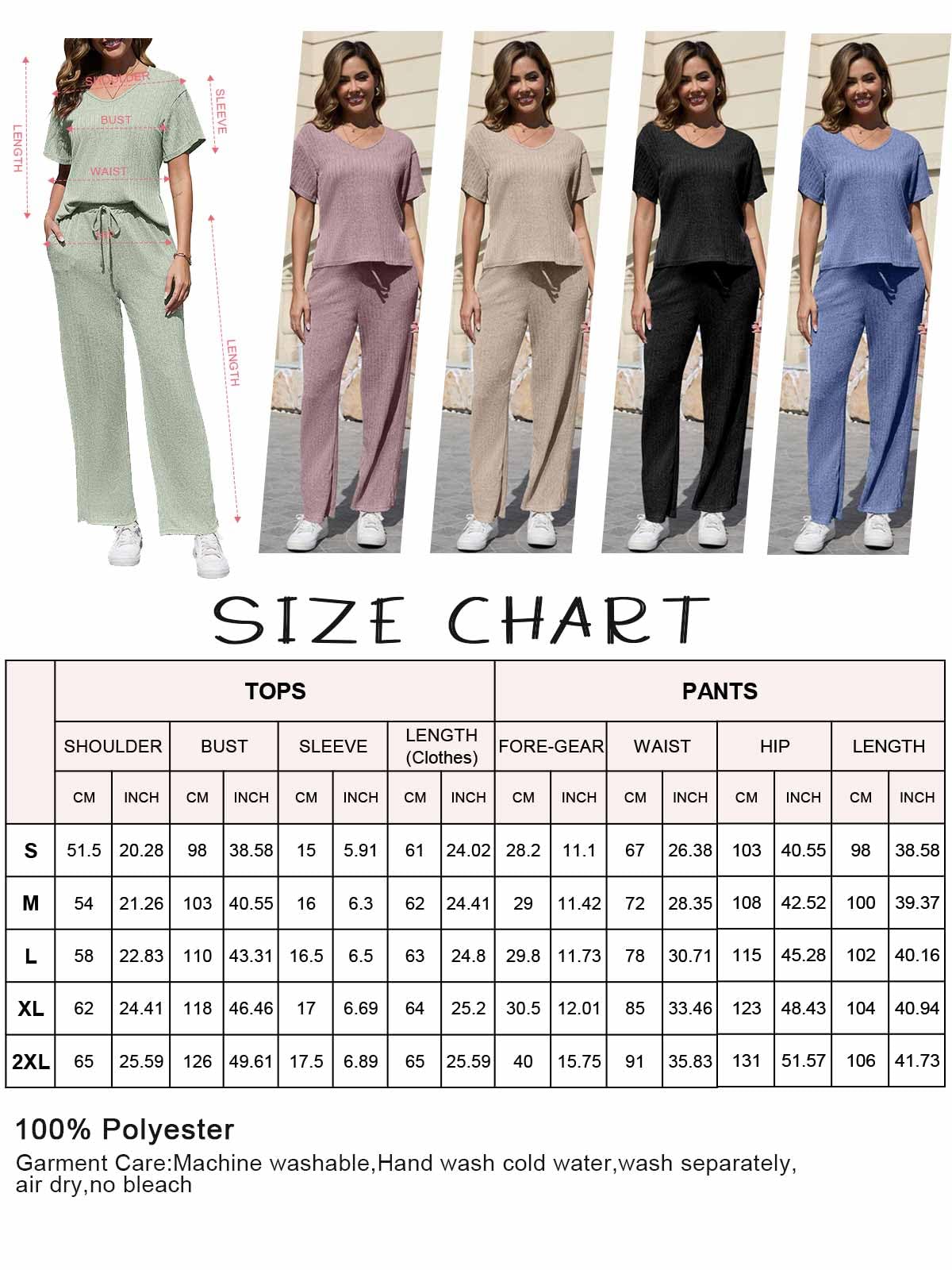CheChury Conjunto Punto Mujer 2 Piezas Casual Manga Corto Chándal Loungewear Pantalones y Suéteres