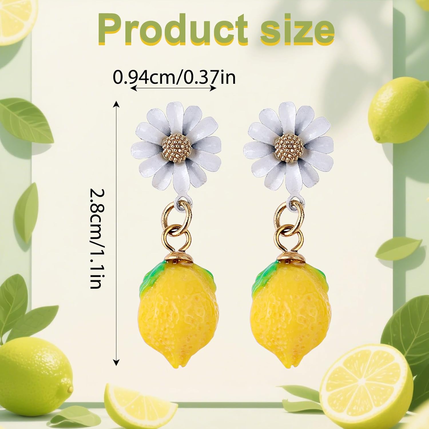 Lemon Dangle Earrings, Cute Lemon Accessories Lovely Fruit Daisy Stud Earrings Charming Fruit Jewelry for Women Festival Party Cosplay - Image 2