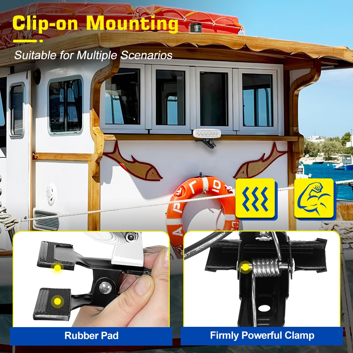 Flexible Clamp on Boat Spotlights 12V with ON/Off Switch, 6,3 Zoll LED Spotlight Leiste zum Aufstecken
