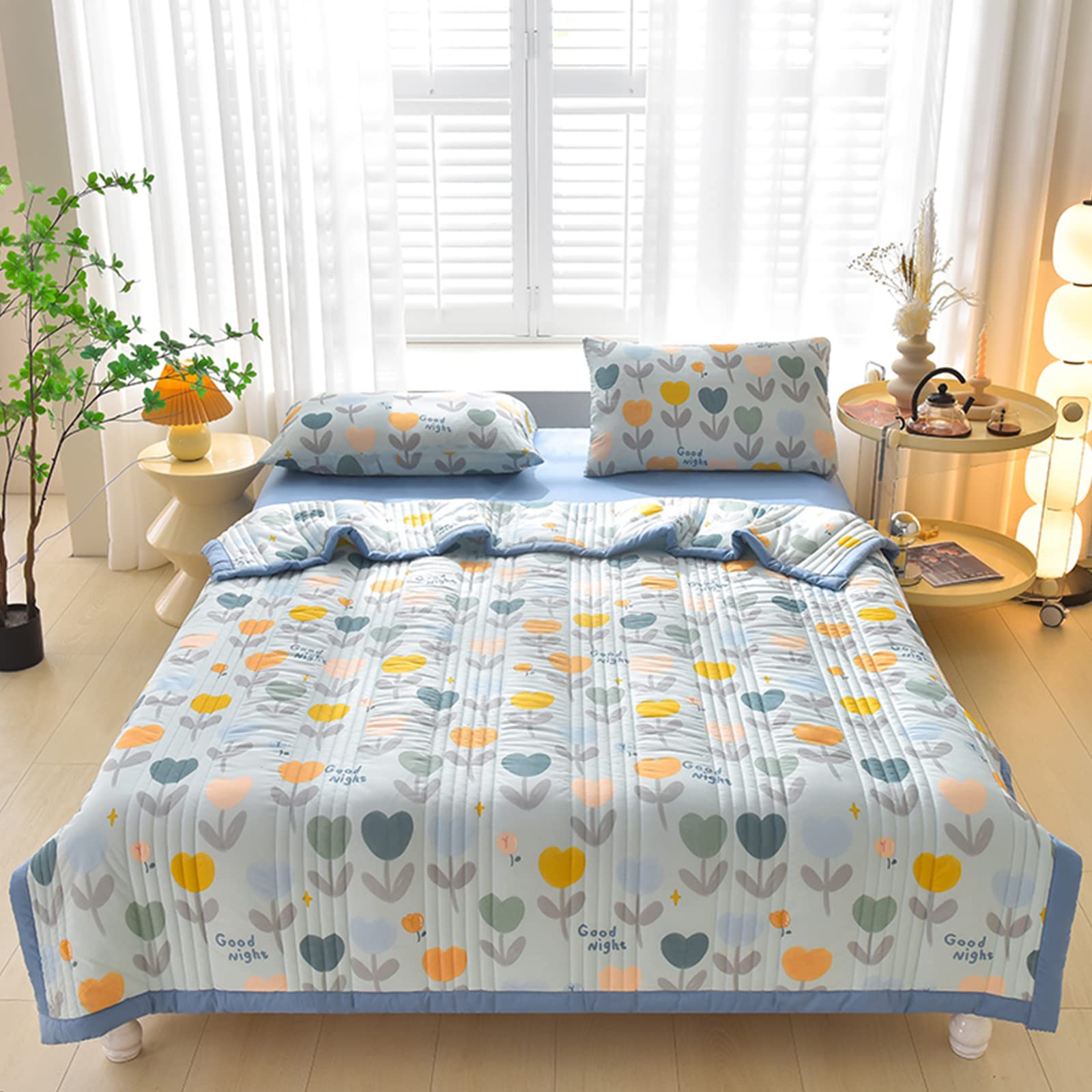 綺麗・高級刺繍入り夏用クールキルト肌触り最高☆軽量で通気性の良い