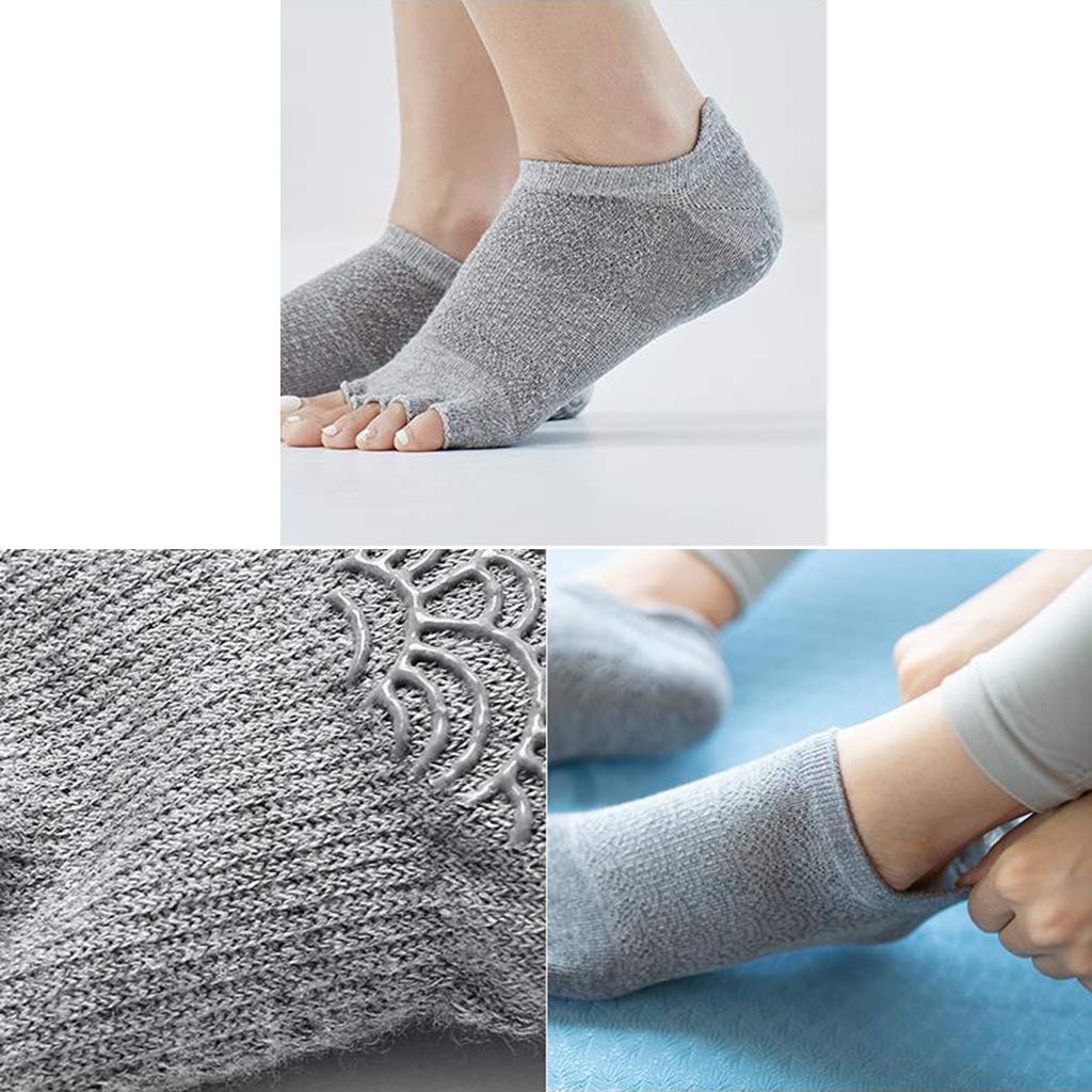 Calcetines de yoga para mujer, de algodón, suela antideslizante, forro de entrenamiento, color gris, talla M