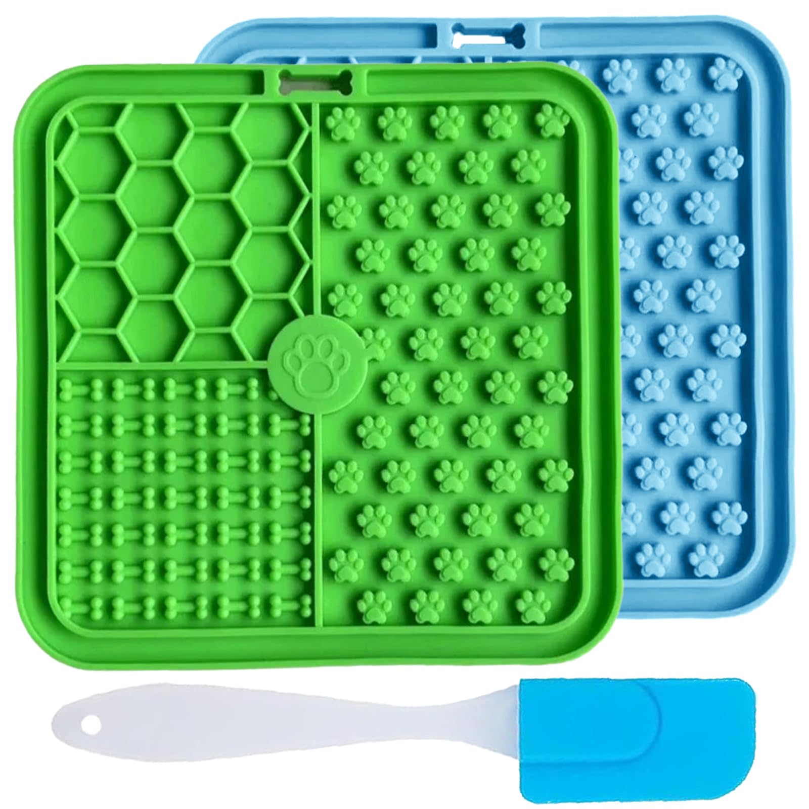 YANJINGSHE Lick Mats for Dogs 2 Pack 15x15cm Blue Green — image 1