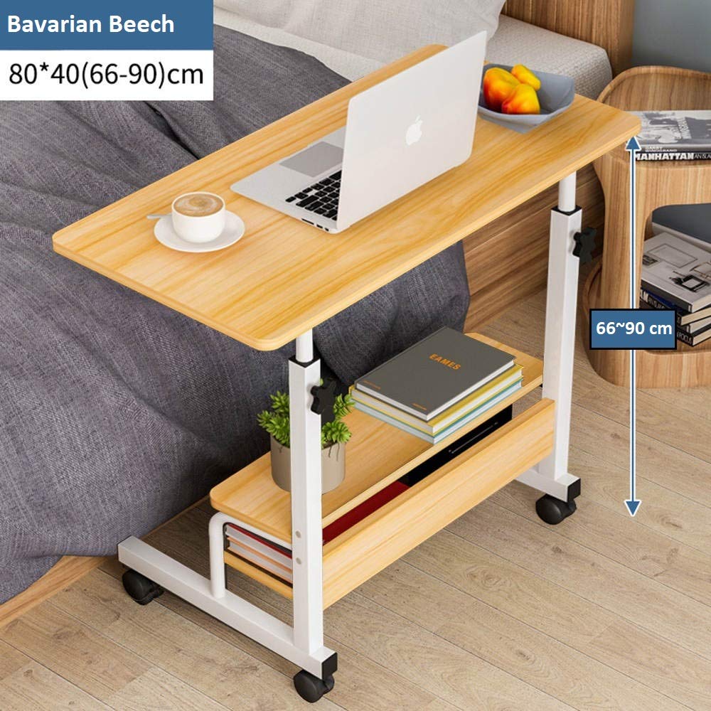 Pillarmax 80 x 40 Laptop Desk End Table with 2Tier Storage Shelves