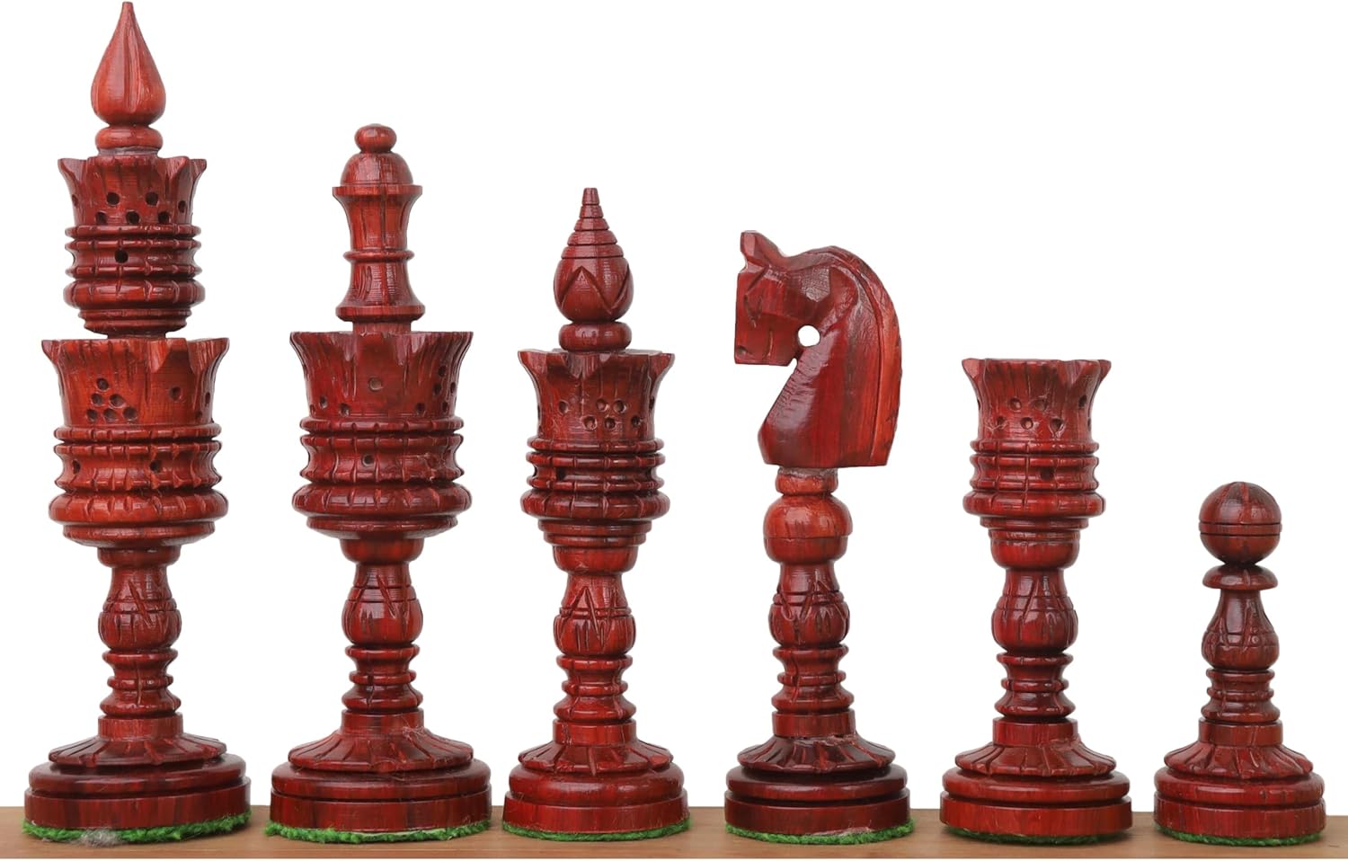 RoyalChessMall Hand Carved Lotus Series Chess Pieces Set in Weighted Bud Rose Wood - King Height 4.7 inches