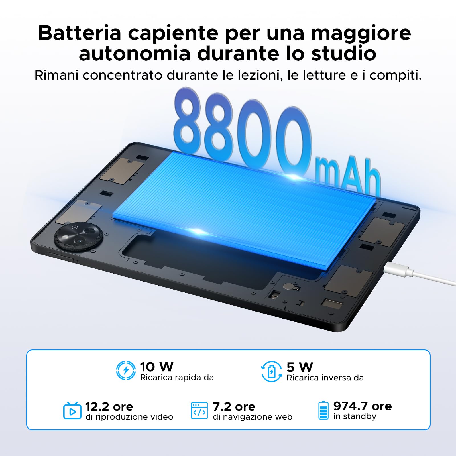 P11 Android 16 Tablet 11 Pollici, 48GB RAM+128GB ROM (2TB TF), 90Hz, T7250 Octa-Core, 8800mAh, 13MP+5MP, Gemini AI, Widevine L1, Face ID, GPS, FM, Tablets con Tastiera e Penna, Nero