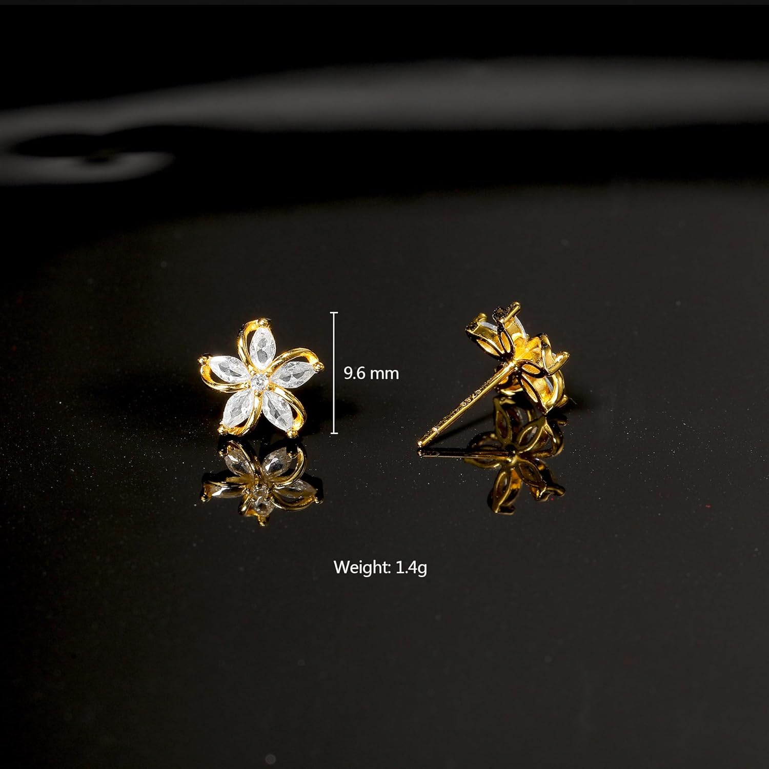 925 Sterling Silver Flower Cubic Zirconia Stud Earring for Women 14K Gold Plated Floral Crystal Earring Cute Blossom Trendy Hypoallergenic Earring Jewelry Mothers Day Gifts for Monther