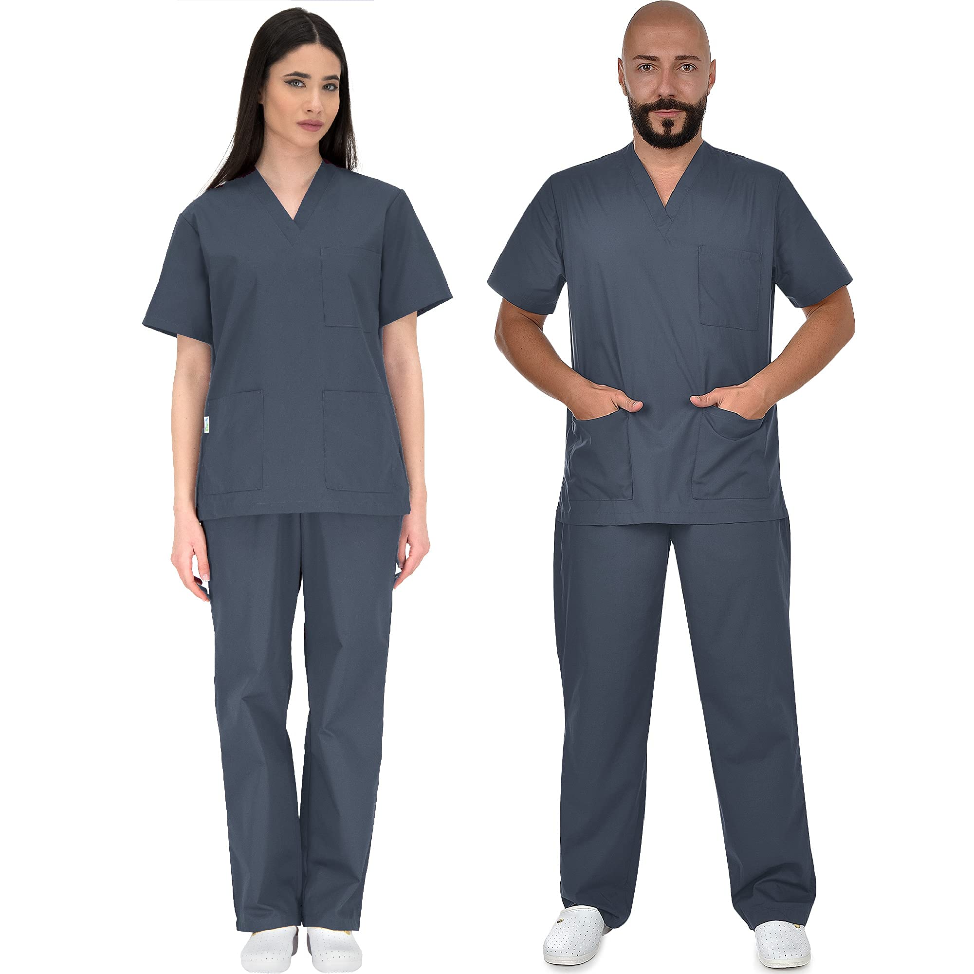 B-wellColombo Unisex-Schrubb-Set Schlupfkasack + Schlupfhose Set Medizin Arzt Uniform Schlupfjacke Oberteil mit Hose Medizinische Berufsbekleidung - Dicker Stoff