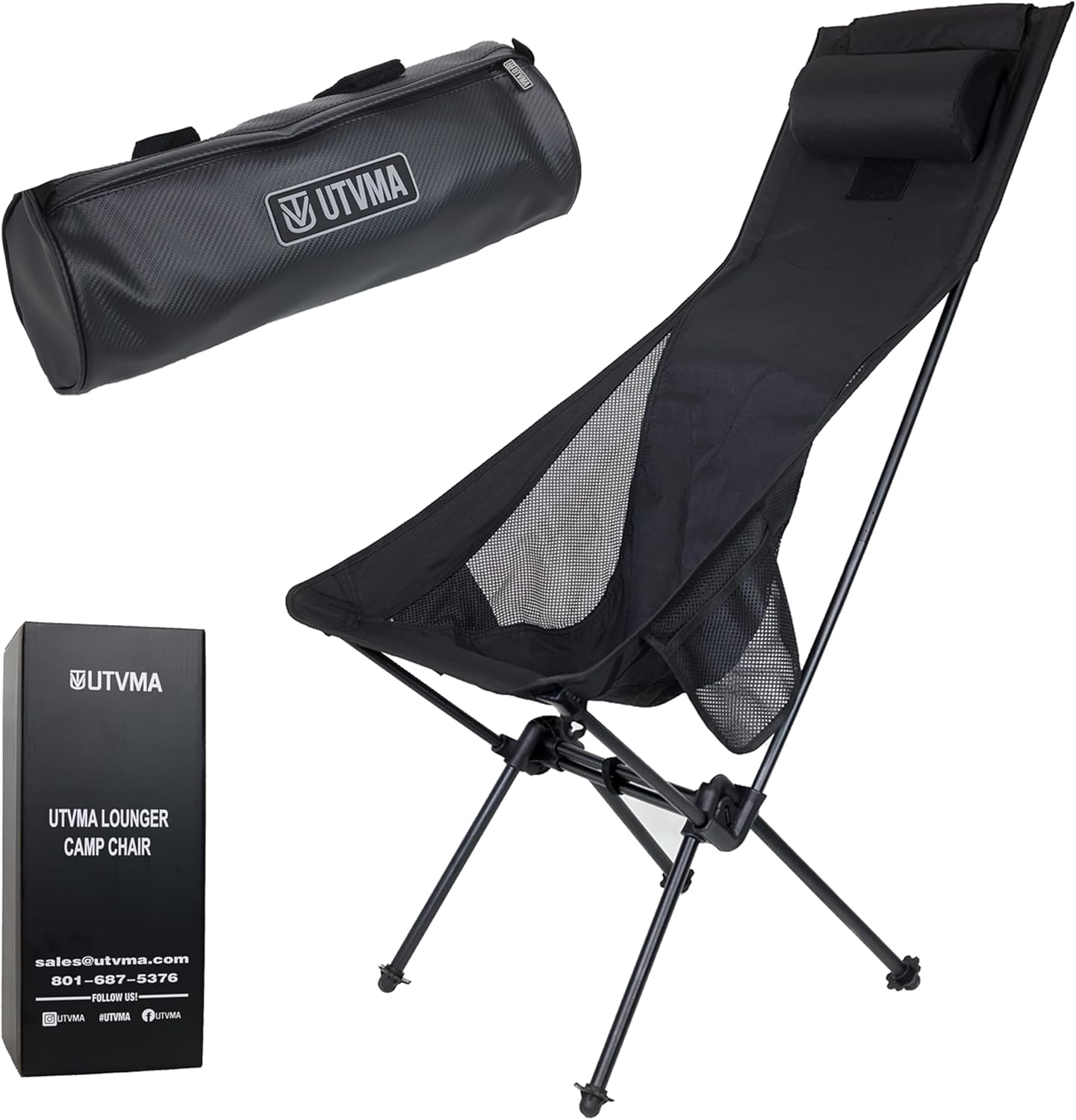 UTVMA Compact Camp Chair with Roll Bar Bag