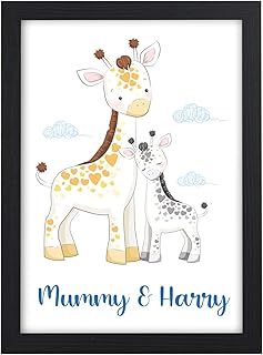 PERSONALISED Mummy and Children Son Daughter Gifts for Her - Birthday, Christmas, Mothers Day Gifts for Mummy Nanny Nanna - Mummy Giraffe Prints - 1st First Mothers Day - Mother and Daughter Son