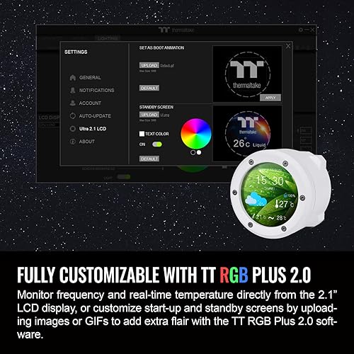 Miniatura 5 de Thermaltake TH240 V2 Ultra ARGB SyncAlO Enfriador líquidoVentilador ARGB 120 * 2PWM 500  1500rpmBloque de agua 2.1 "LCDBlanco, CL-W404-PL12SW-A