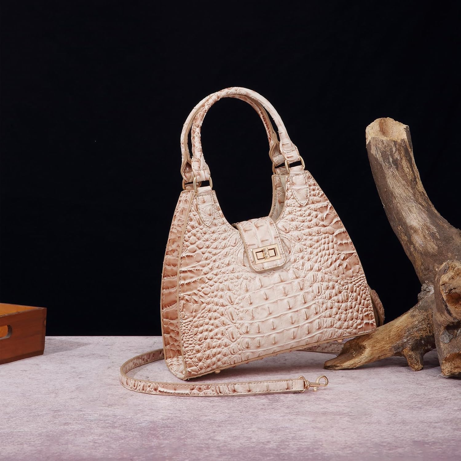 Ladies Tote Leather Bags for Women Crocodile Embossed Zipper Satchel Purse Classy Compartments Crossbody bag - Image 2